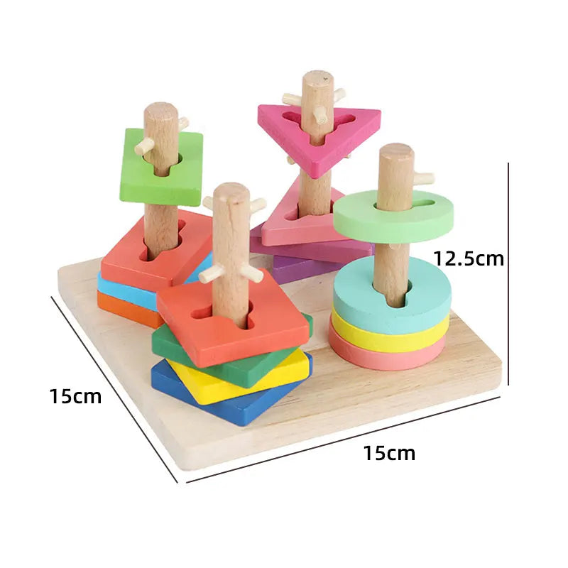 Wooden Montessori Animal Puzzles for Toddlers - Colorful 3D Cartoon Early Learning Educational Toy