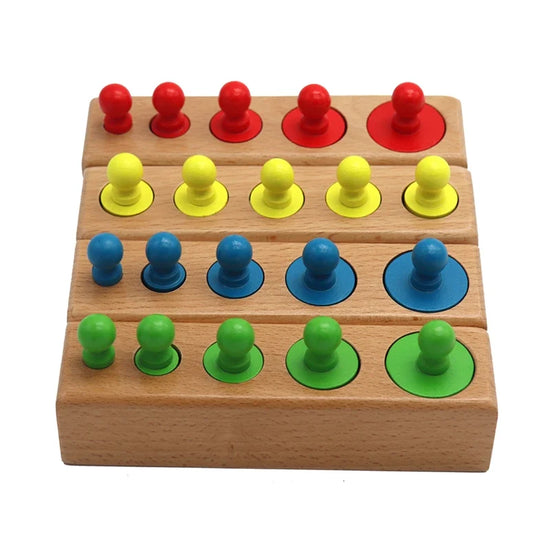 Montessori Cylinder Socket Puzzle – 4-Piece Wooden Sensory Toy for Toddlers | Preschool Fine Motor & Hand-Eye Coordination