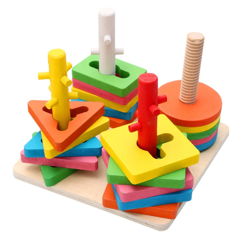 Wooden Montessori Animal Puzzles for Toddlers - Colorful 3D Cartoon Early Learning Educational Toy