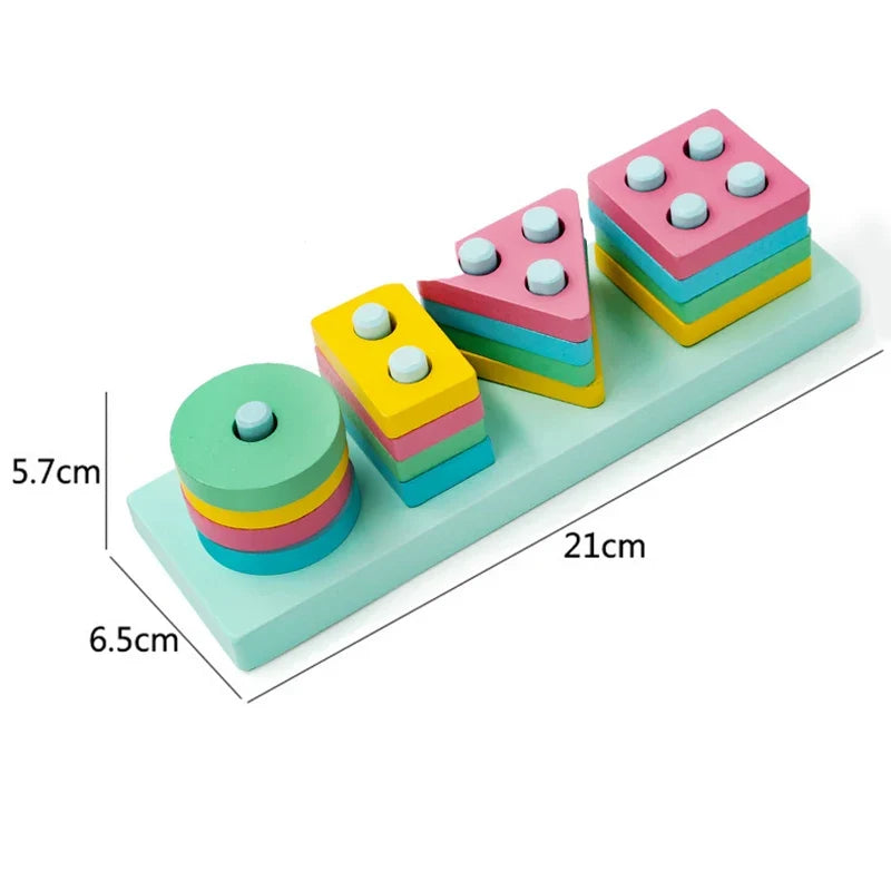 Wooden Montessori Animal Puzzles for Toddlers - Colorful 3D Cartoon Early Learning Educational Toy