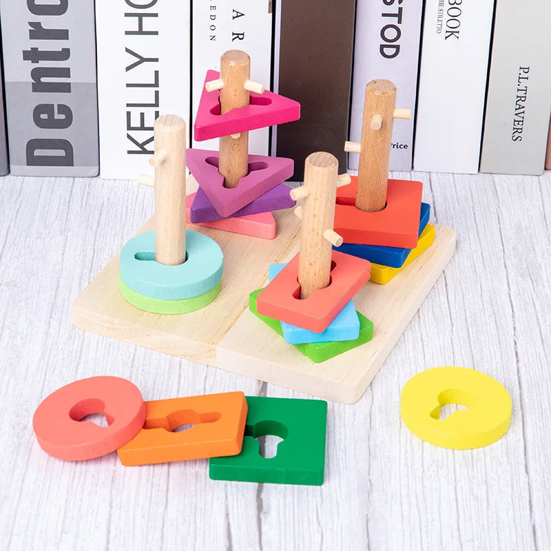 Wooden Montessori Animal Puzzles for Toddlers - Colorful 3D Cartoon Early Learning Educational Toy