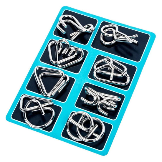 8Pcs/Set Metal Montessori Puzzle Wire, IQ Mind Brain Teaser, Interactive Game for Children & Adults, Educational Toy, Stress Reliever