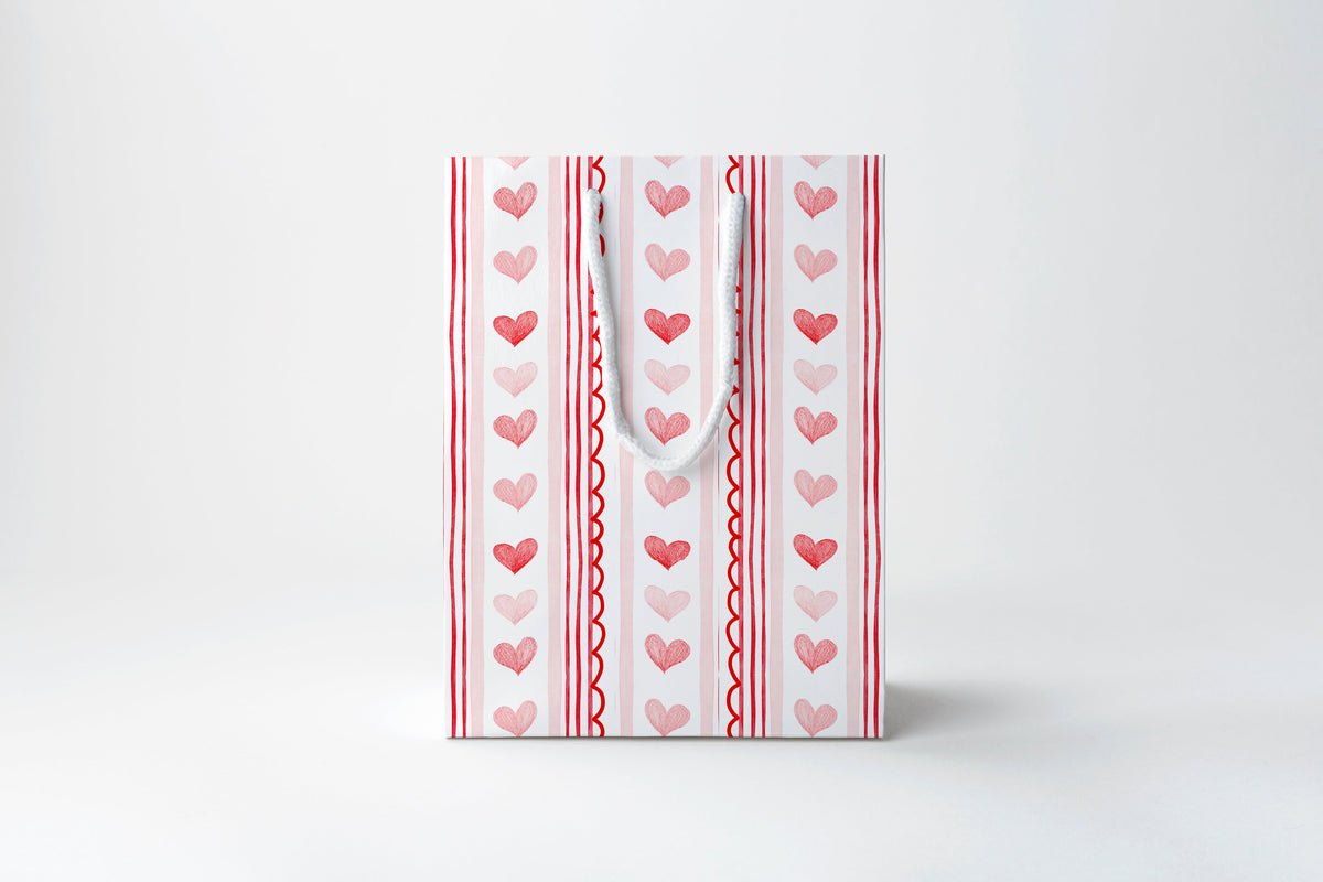 Hearts & Stripes Gift Bag | Luxury Gift Bag by JOSIL Paperie