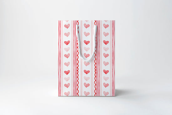 Hearts & Stripes Gift Bag | Luxury Gift Bag by JOSIL Paperie