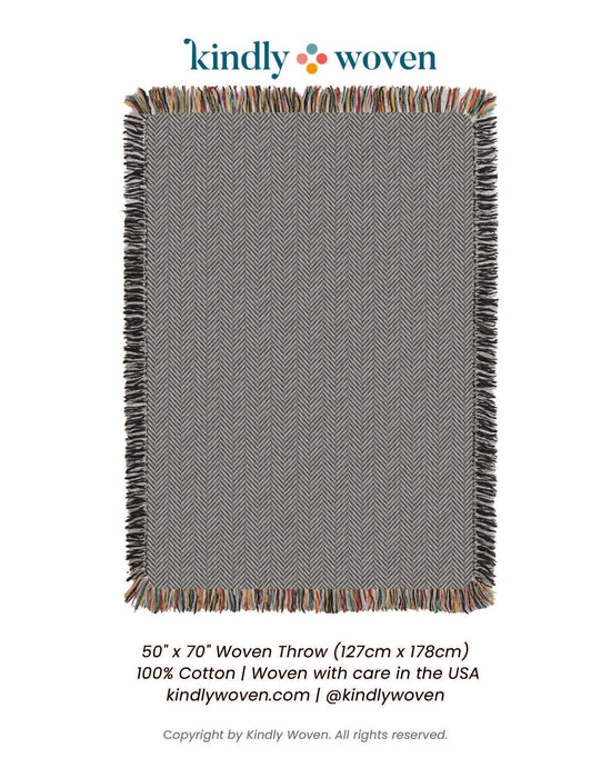 Neutral Herringbone Jacquard Woven Throw Blanket, Reversible Cotton Throw, Made in USA | Henry Stone