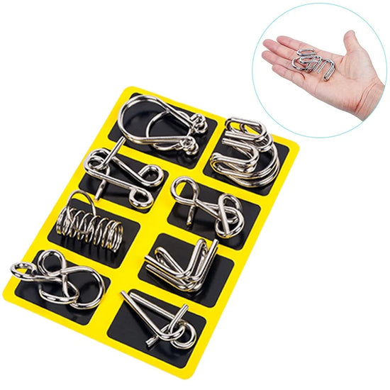 8Pcs/Set Metal Montessori Puzzle Wire, IQ Mind Brain Teaser, Interactive Game for Children & Adults, Educational Toy, Stress Reliever