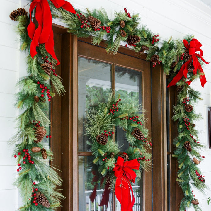6 ft. Adirondack Pine Garland, evergreen home accent for fireplace, railing or entryway