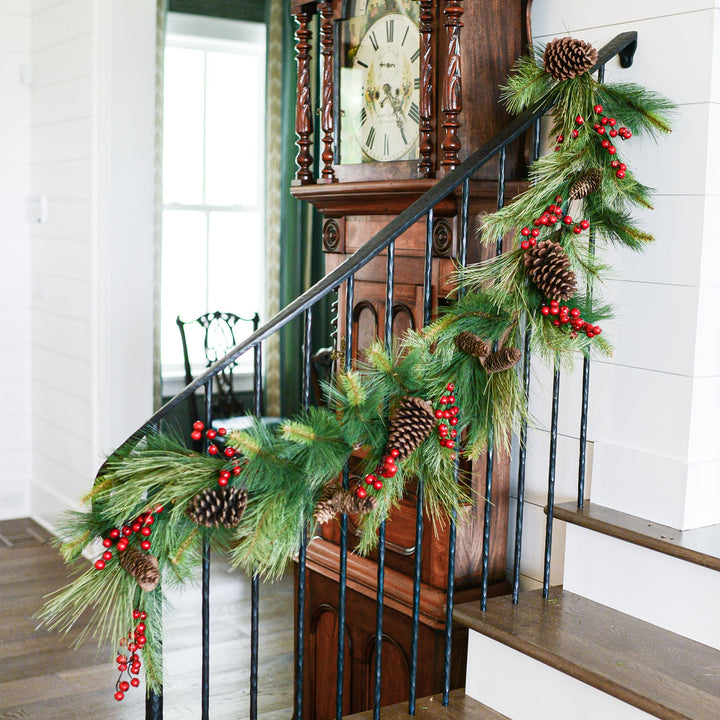 6 ft. Adirondack Pine Garland, realistic greenery decor for mantel, staircase or doorway from Cedar & Spice Gifts
