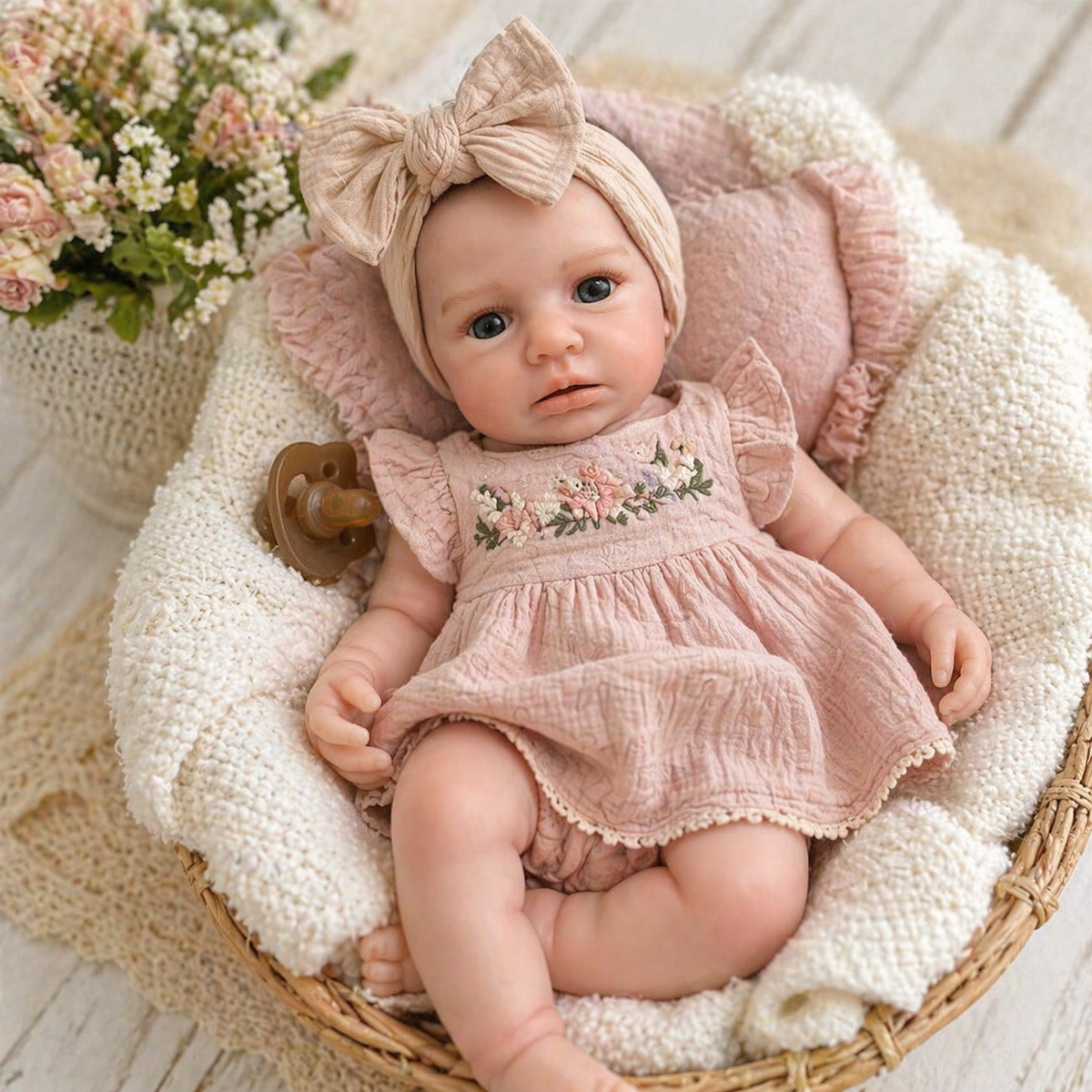 Leia 18 in Full premium Silicone Baby Girl open mouth approx 7.5lbs no limb mold lines super soft TAT 10-15 days