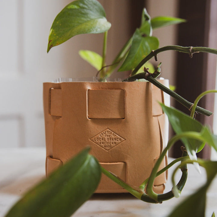 Leather Tabletop Planter  - USA Made