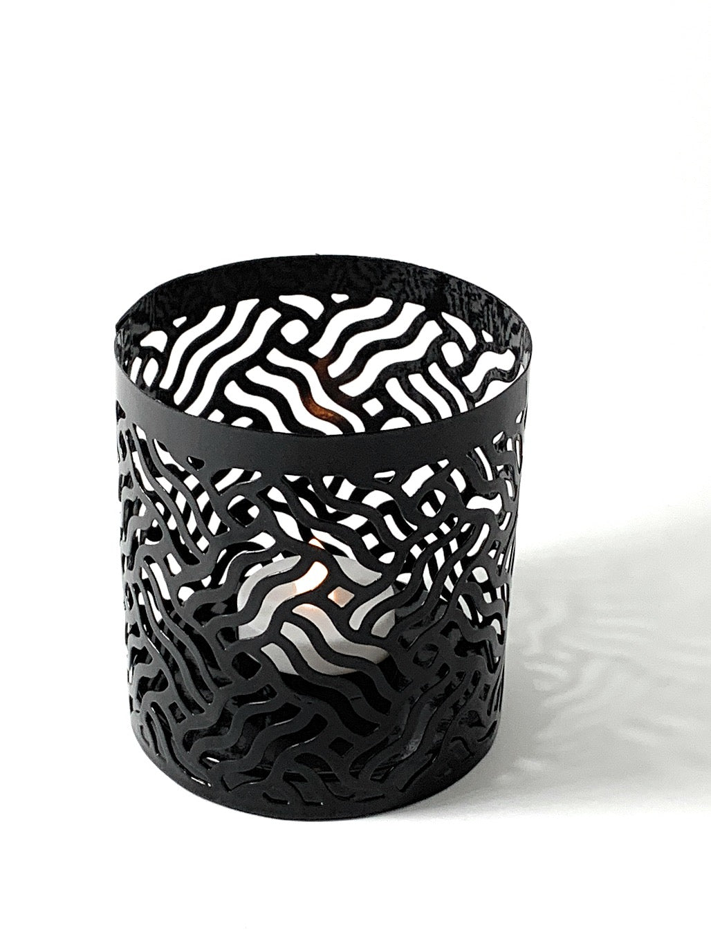 Vibhsa Votive Candle Holders | Set of 2, Black, Laser-Cut Design