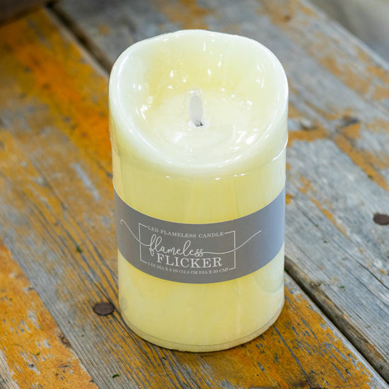 Flameless Flickering Candle with Timer Ivory Chunky