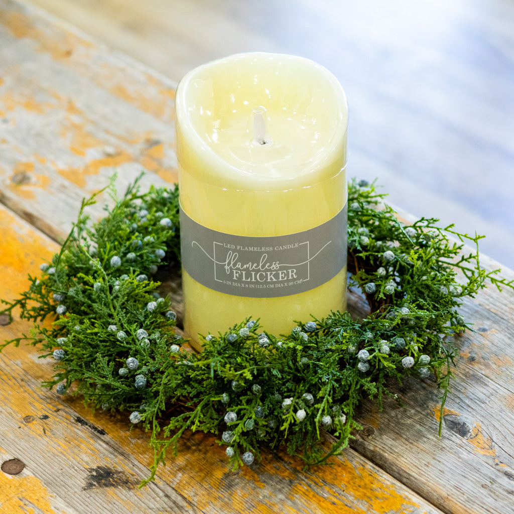 Flameless Flickering Candle with Timer Ivory Chunky