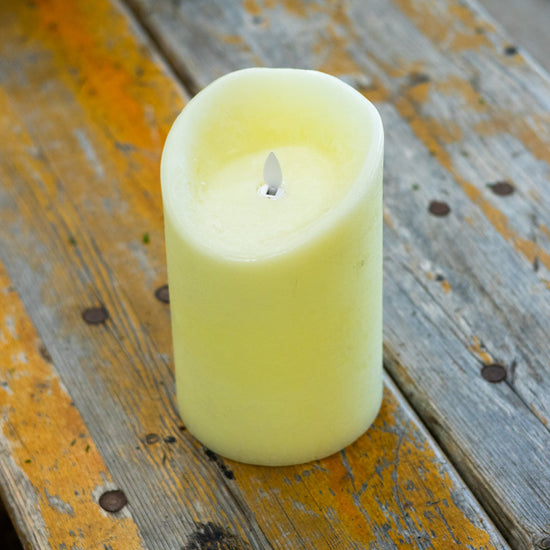 Flameless Flickering Candle with Timer Ivory Chunky
