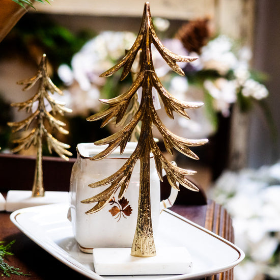 Tall Tree Gold Aluminum on Marble Base