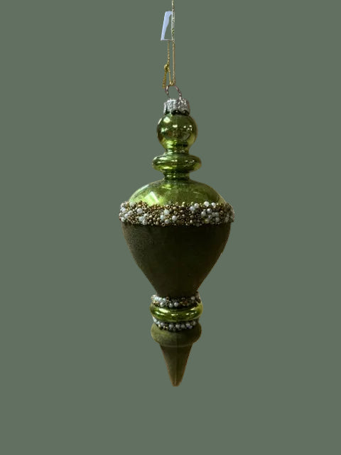Green Finial Ornament w/ Bead Detail , 2 Style Options