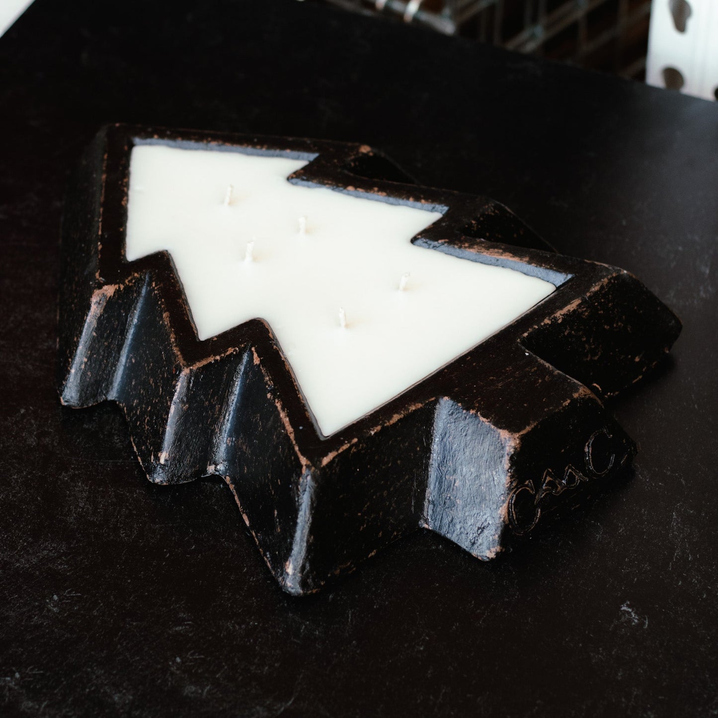 Black Pottery Tree Bowl Candle - Sweet Vanilla Cinnamon
