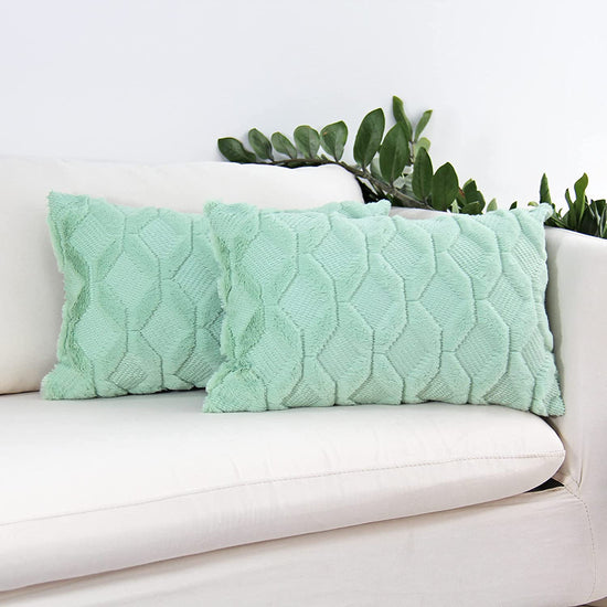 Rectangular Lumbar Plush Throw Pillow Covers, Pack of 2 Luxury Soft Pillowcases, Solid Colors,12x20 inches pack of 2 throw pillows covers