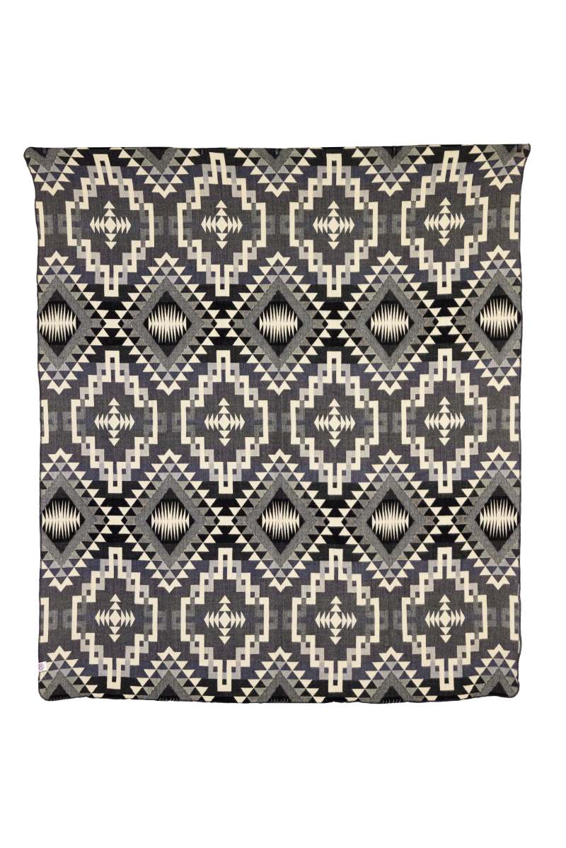 Reversible Handwoven Alpaca Throw Blanket | Interlocking Lines Gray, Black & Cream | Yachana Collection