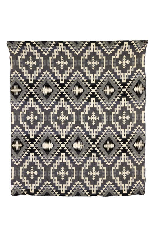 Reversible Handwoven Alpaca Throw Blanket | Interlocking Lines Gray, Black & Cream | Yachana Collection
