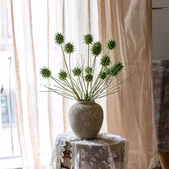 Faux Thistle Seed Pod Stem 33" Tall