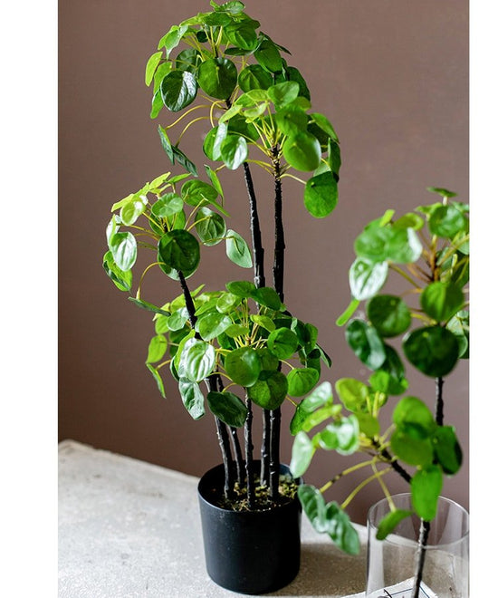 Artificial Potted Pilea Plant 26" Tall — faux plant accent for living room office and home decor home and holiday accent