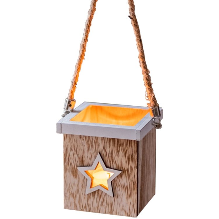Christmas Tree Wood Box Candle Holder Ornament Randomly Picked, seasonal Christmas candle and decorative holiday accent