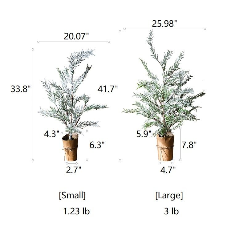 Cedar Fir Tree Snow Flocked Christmas Tree in Paper Wrapped Base, Christmas tree for living room, entryway or seasonal display