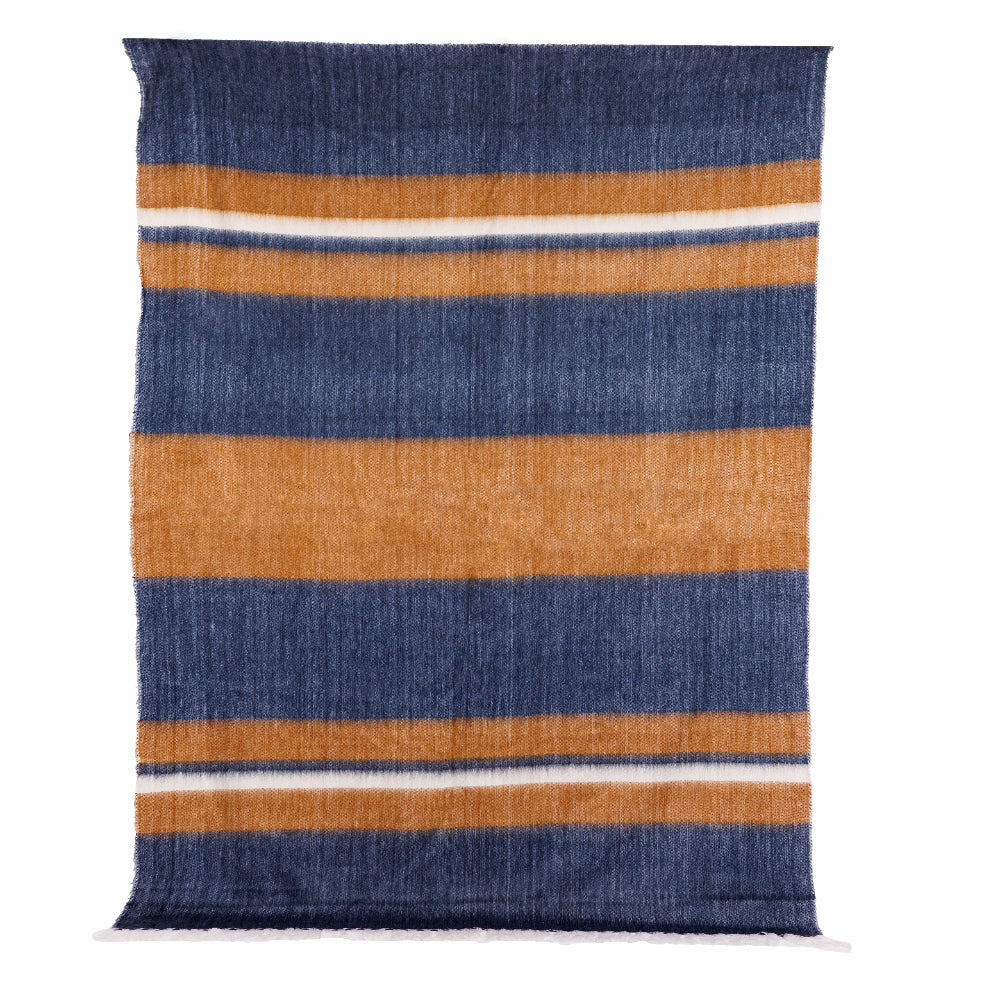 Handwoven Alpaca Throw Blanket | Copper & Navy Camilo | Kallpa Collection