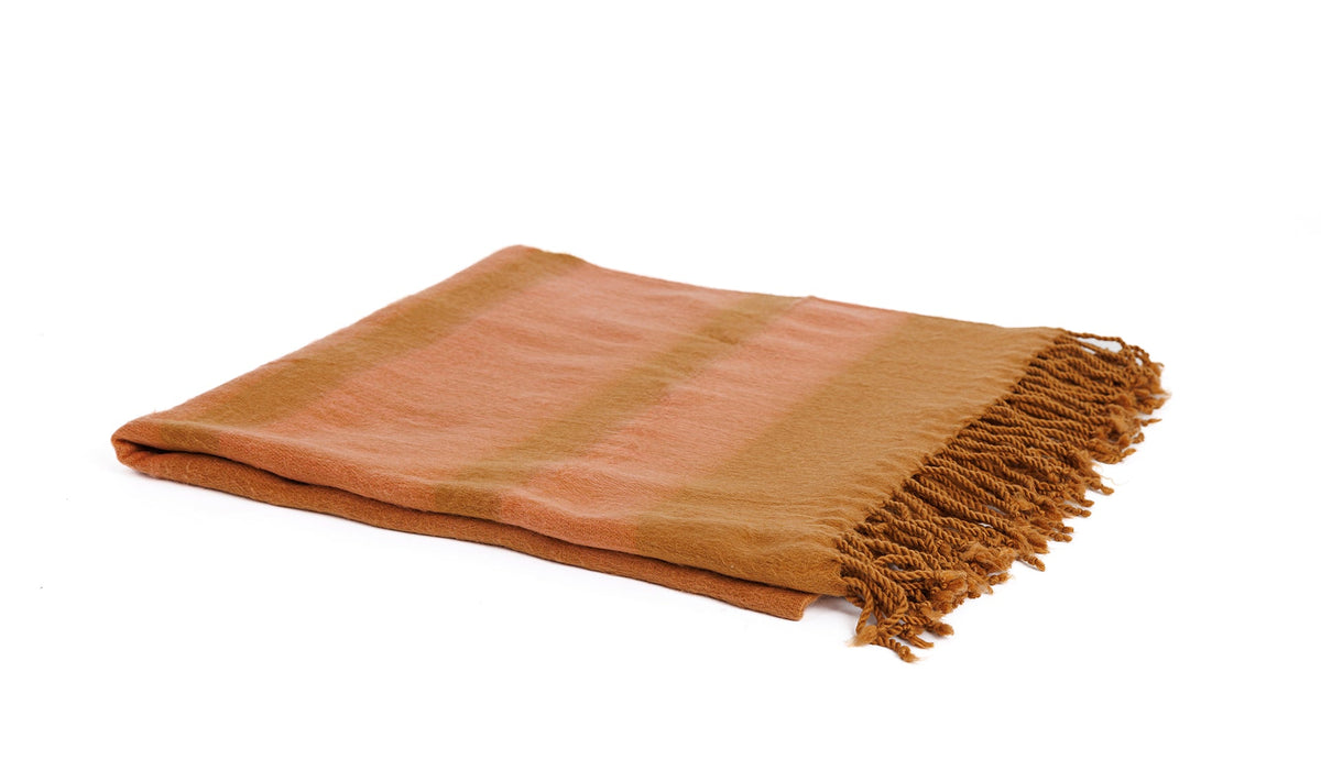 Handwoven Alpaca Throw Blanket | Copper & Coral | Kallpa Collection