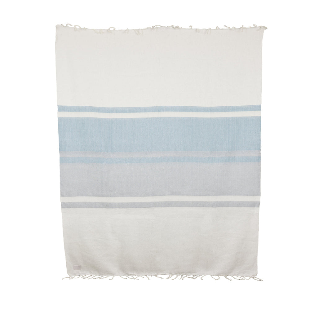 Handwoven Alpaca Throw Blanket | Glacier Gray & White | Kallpa Collection