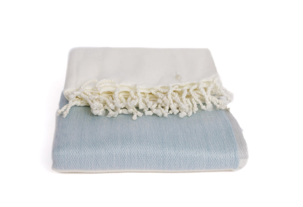 Handwoven Alpaca Throw Blanket | Glacier Gray & White | Kallpa Collection