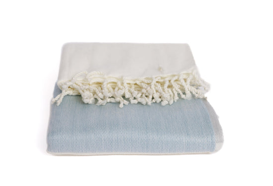 Handwoven Alpaca Throw Blanket | Glacier Gray & White | Kallpa Collection