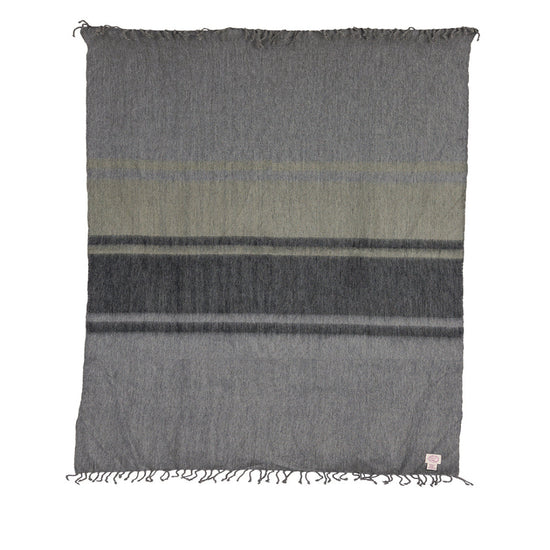 Handwoven Alpaca Throw Blanket | Storm Gray & Olive | Kallpa Collection