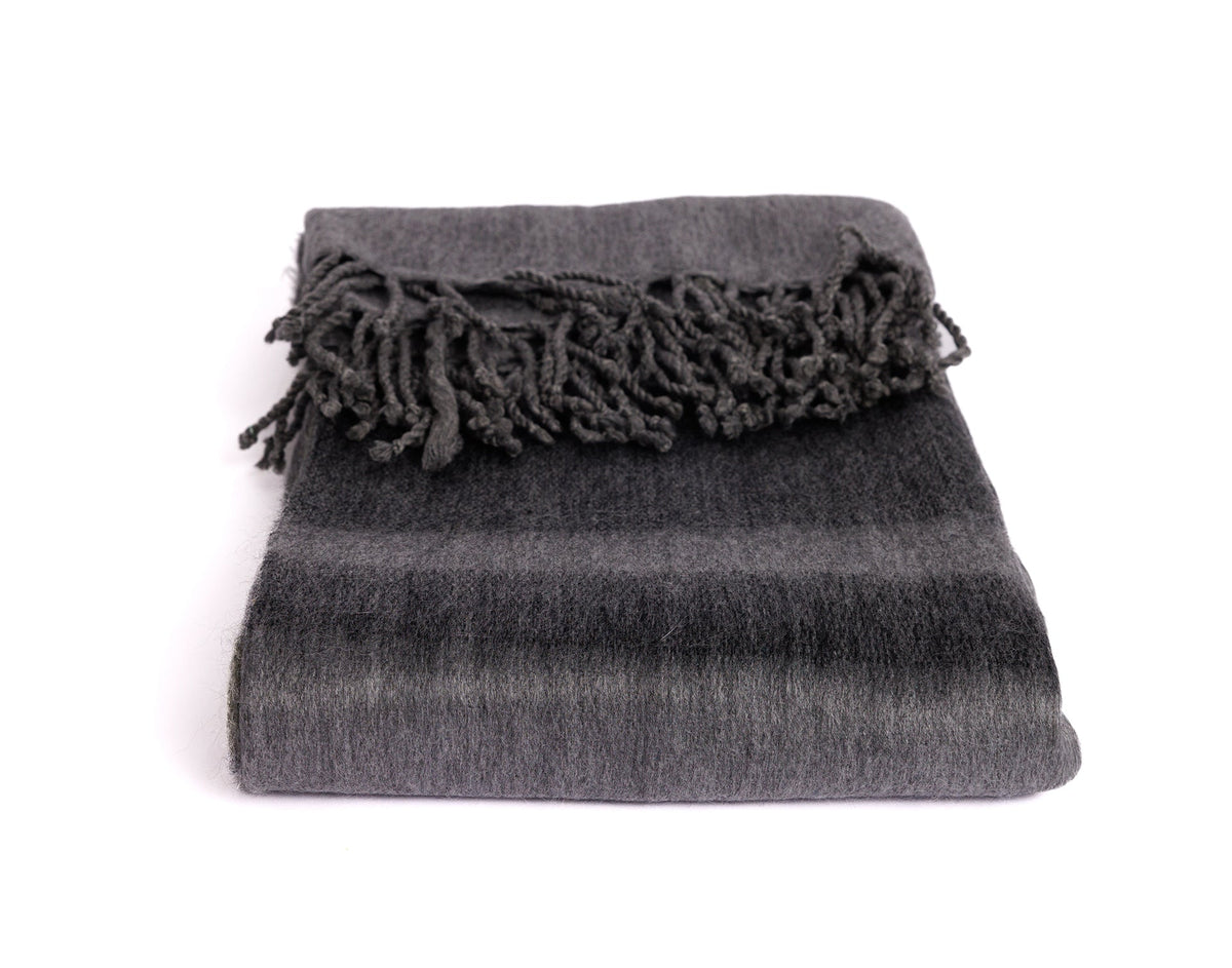 Handwoven Alpaca Throw Blanket | Storm Gray & Olive | Kallpa Collection