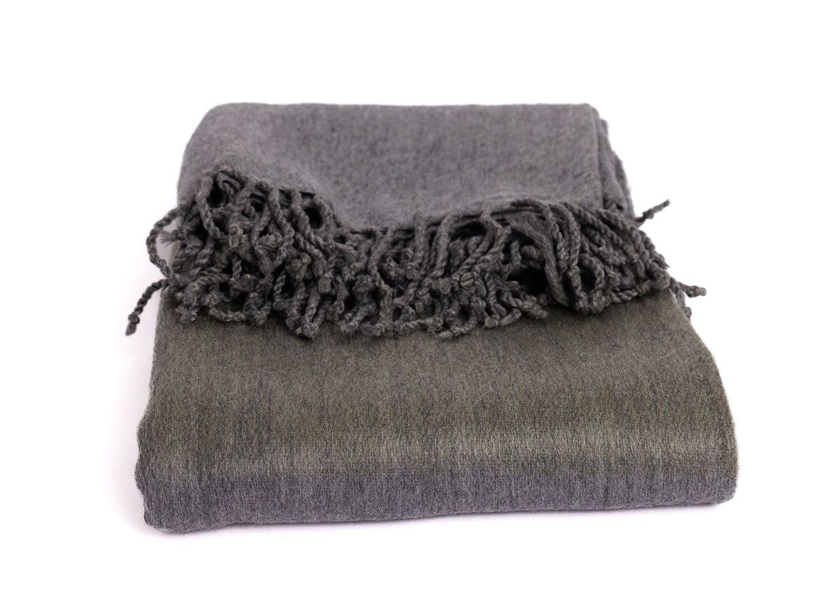 Handwoven Alpaca Throw Blanket | Storm Gray & Olive | Kallpa Collection