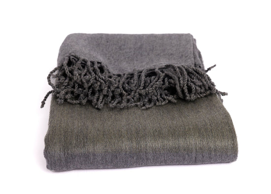 Handwoven Alpaca Throw Blanket | Storm Gray & Olive | Kallpa Collection