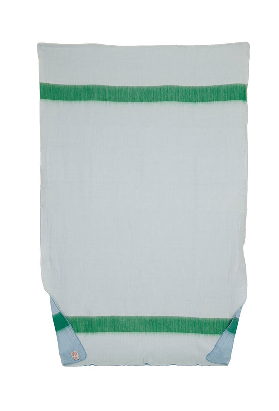 Reversible Handwoven Alpaca Throw Blanket | Powder Blue & Green | Kani Collection