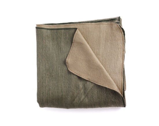 Reversible Handwoven Alpaca Throw Blanket | Khaki & Olive Green | Kani Collection