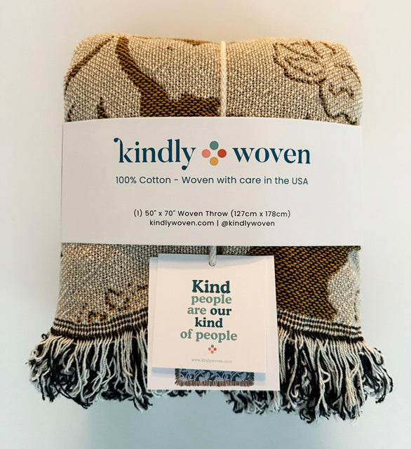 Green Floral Jacquard Woven Throw Blanket, Reversible Cotton Throw, Made in USA | Addy Spruce