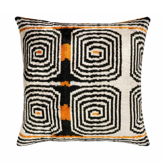 Labyrinth Silk Velvet Ikat Pillow Cover 20 X 20