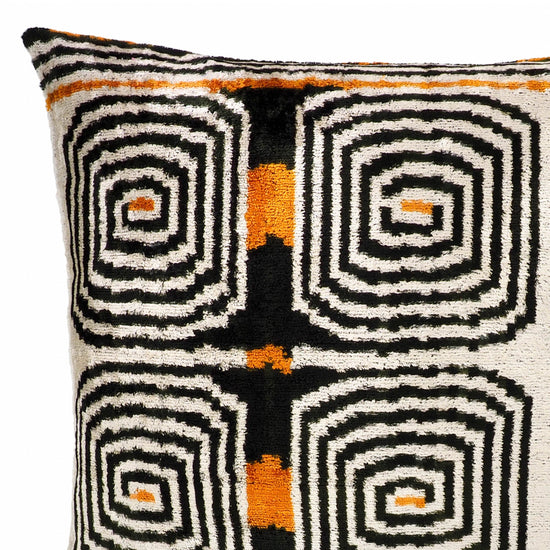 Labyrinth Silk Velvet Ikat Pillow Cover 20 X 20