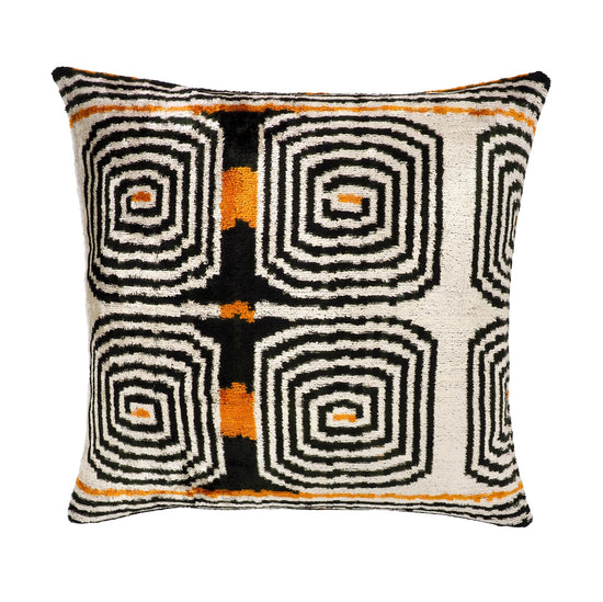 Labyrinth Silk Velvet Ikat Pillow Cover 20 X 20
