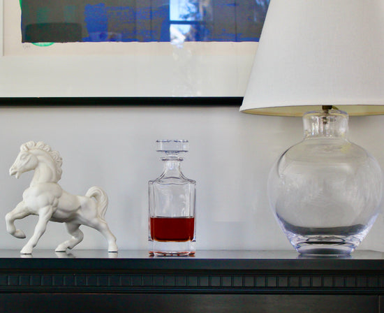 Bison Engraved Whiskey Decanter - 26oz Square Crystal Decanter with Stopper