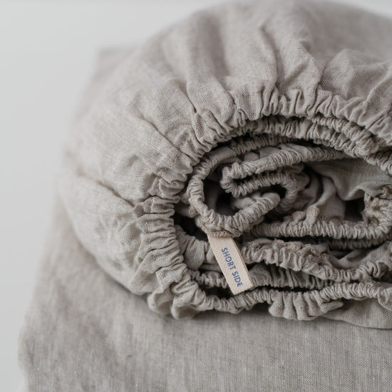 Linen Tales Light Grey Linen Fitted Sheet