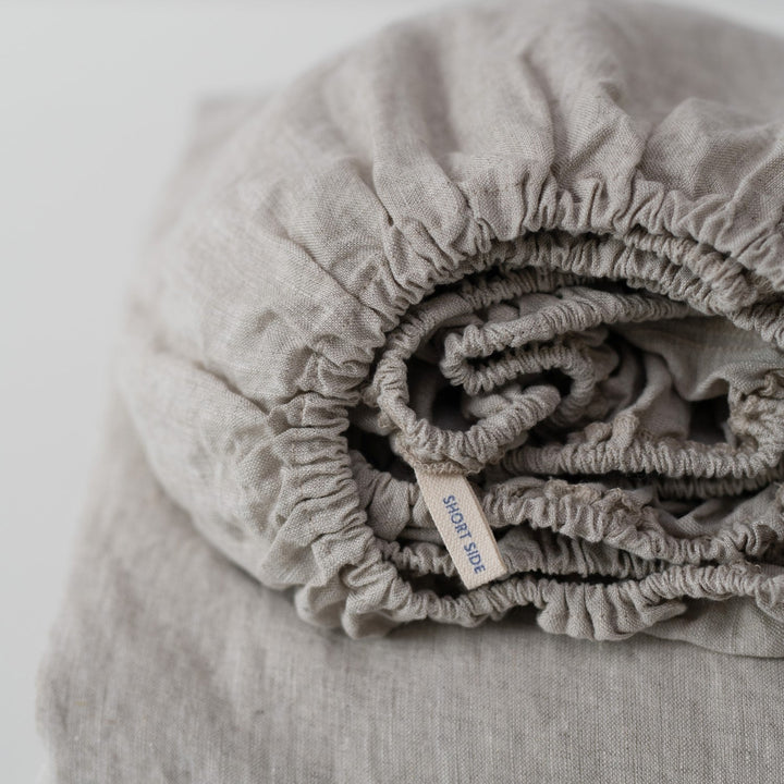 Linen Tales Light Grey Linen Fitted Sheet