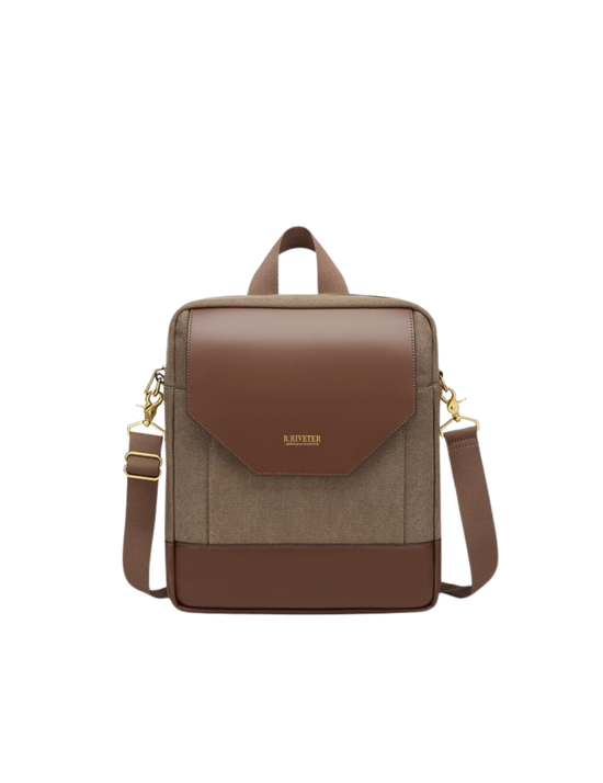 Corbin | Chocolate Washed Canvas + Brown Leather