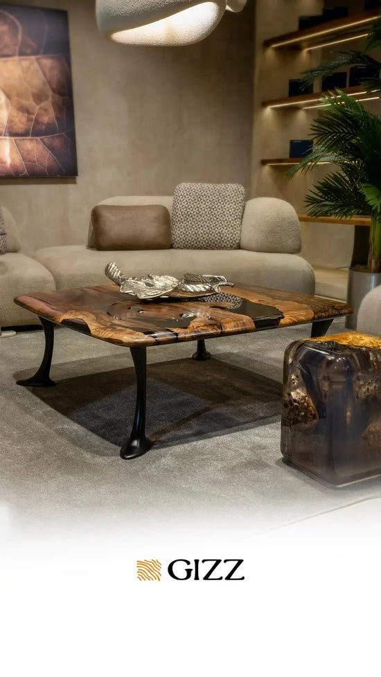 Luxury Epoxy Resin River Walnut Coffee Table | Osso Collection