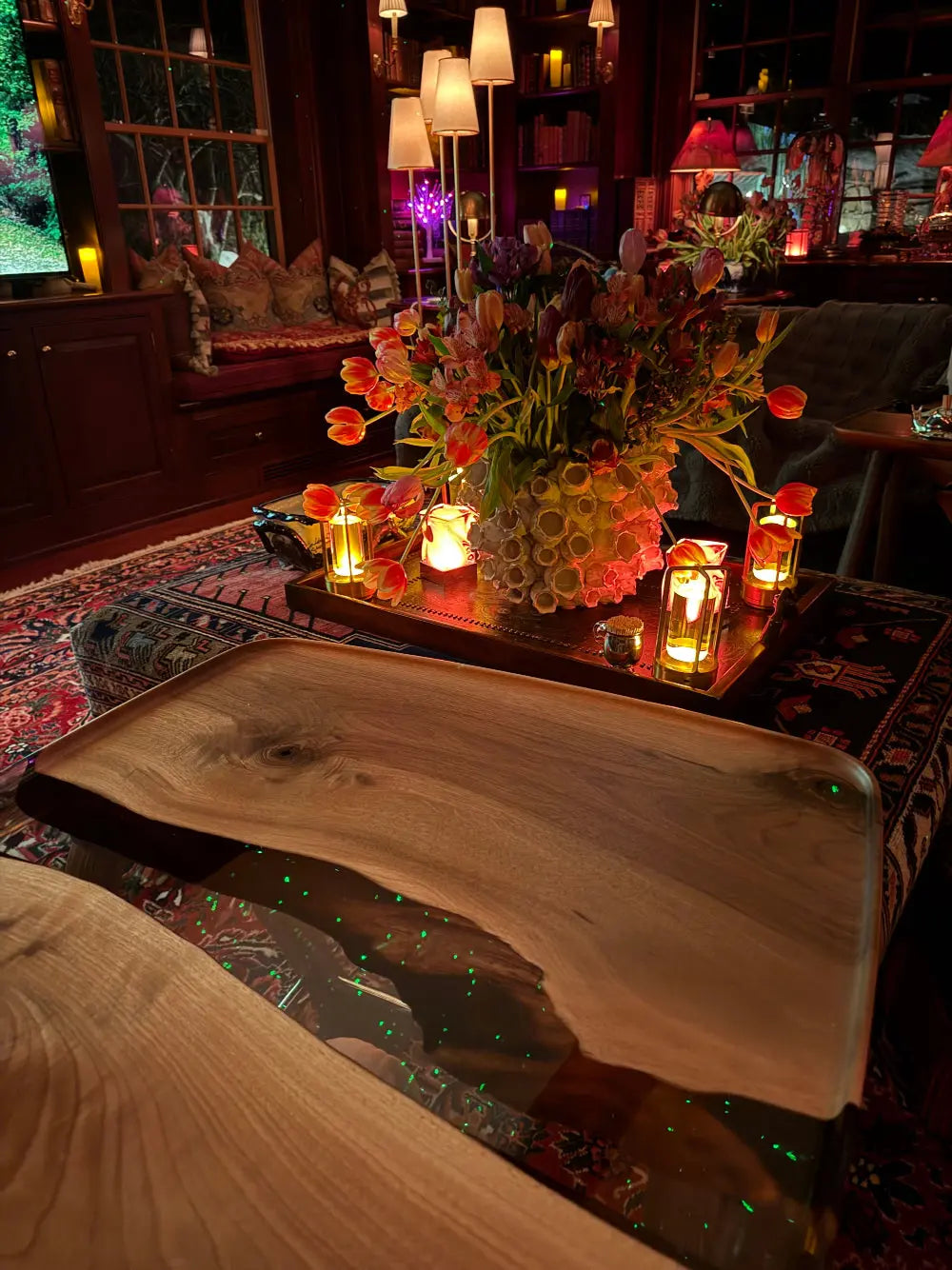 Luxury Walnut Epoxy Resin Tv, Laptop and Snack Tray