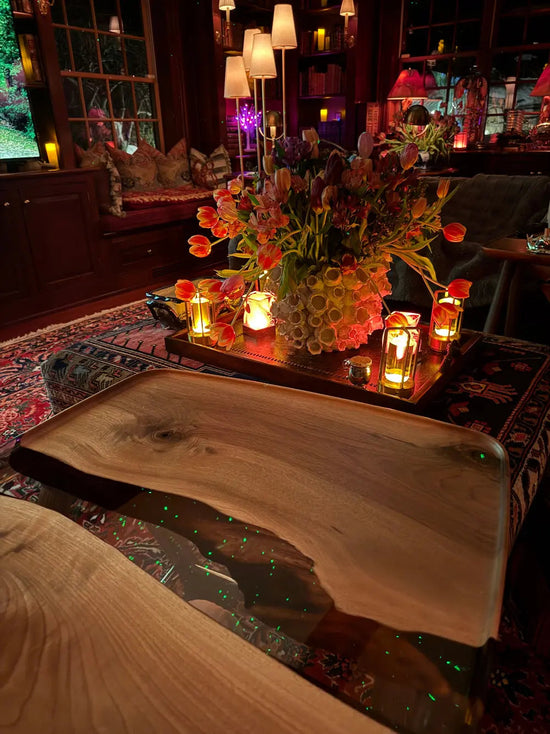 Luxury Walnut Epoxy Resin Tv, Laptop and Snack Tray